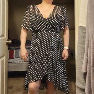New w/tags, Calvin Klein polka-dot high low dress